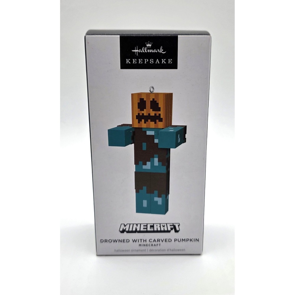 2024 Hallmark Minecraft Drowned With Carved Pumpkin Keepsake Ornament New